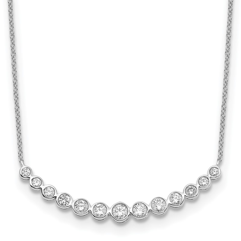 True Origin 14K White Gold 3/4 carat Lab Grown Diamond VS  D E F 18 inch Graduated Curved Bar Necklace