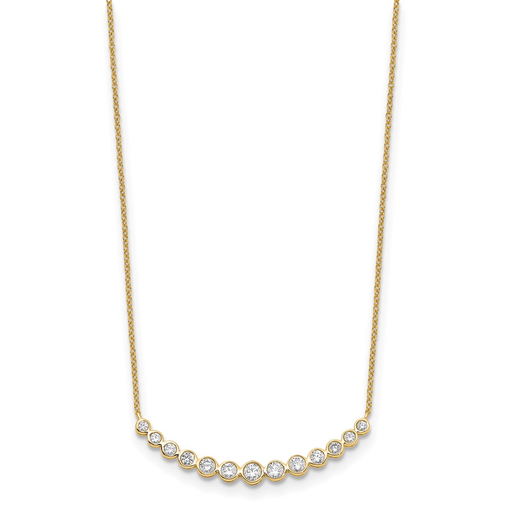 True Origin 14K 3/4 carat Lab Grown Diamond VS  D E F 18 inch Graduated Curved Bar Necklace (PM1005-075-YLD-18)