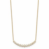 True Origin 14K Yellow Gold 0.75 Carat Lab Grown Diamond VS+ F+ Complete Graduated Curved Bar Necklace, 18" view 2