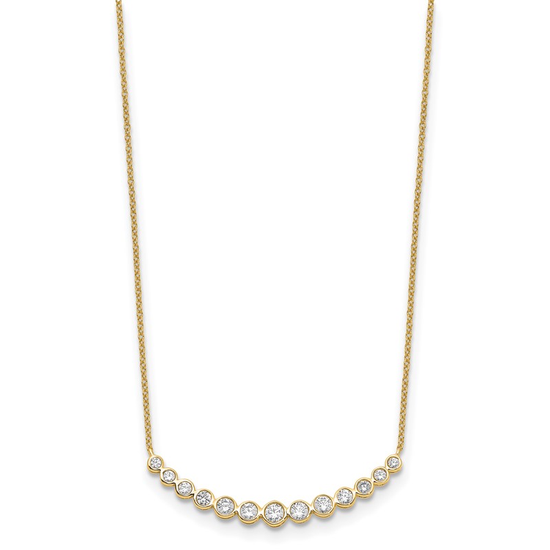True Origin 14K 3/4 carat Lab Grown Diamond VS  D E F 18 inch Graduated Curved Bar Necklace