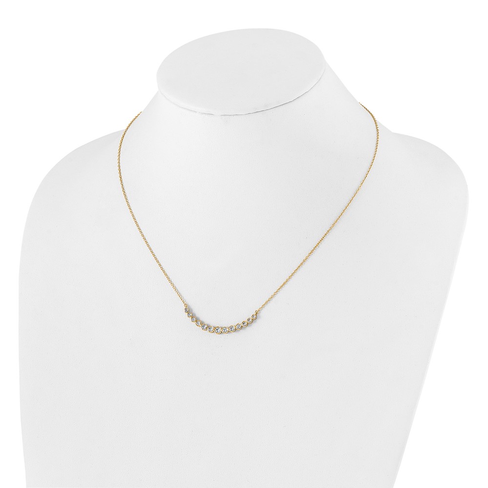 True Origin 14K 3/4 carat Lab Grown Diamond VS  D E F 18 inch Graduated Curved Bar Necklace (PM1005-075-YLD-18)