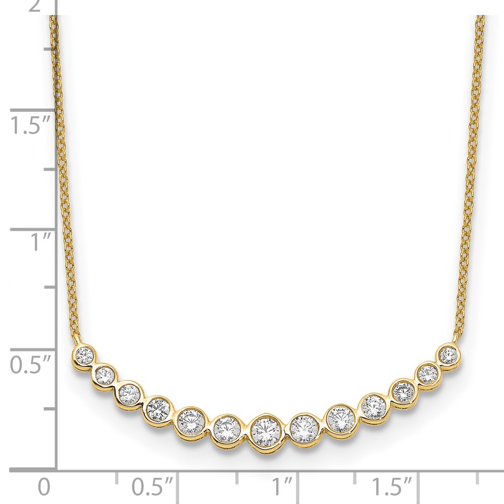 True Origin 14K 3/4 carat Lab Grown Diamond VS  D E F 18 inch Graduated Curved Bar Necklace (PM1005-075-YLD-18)