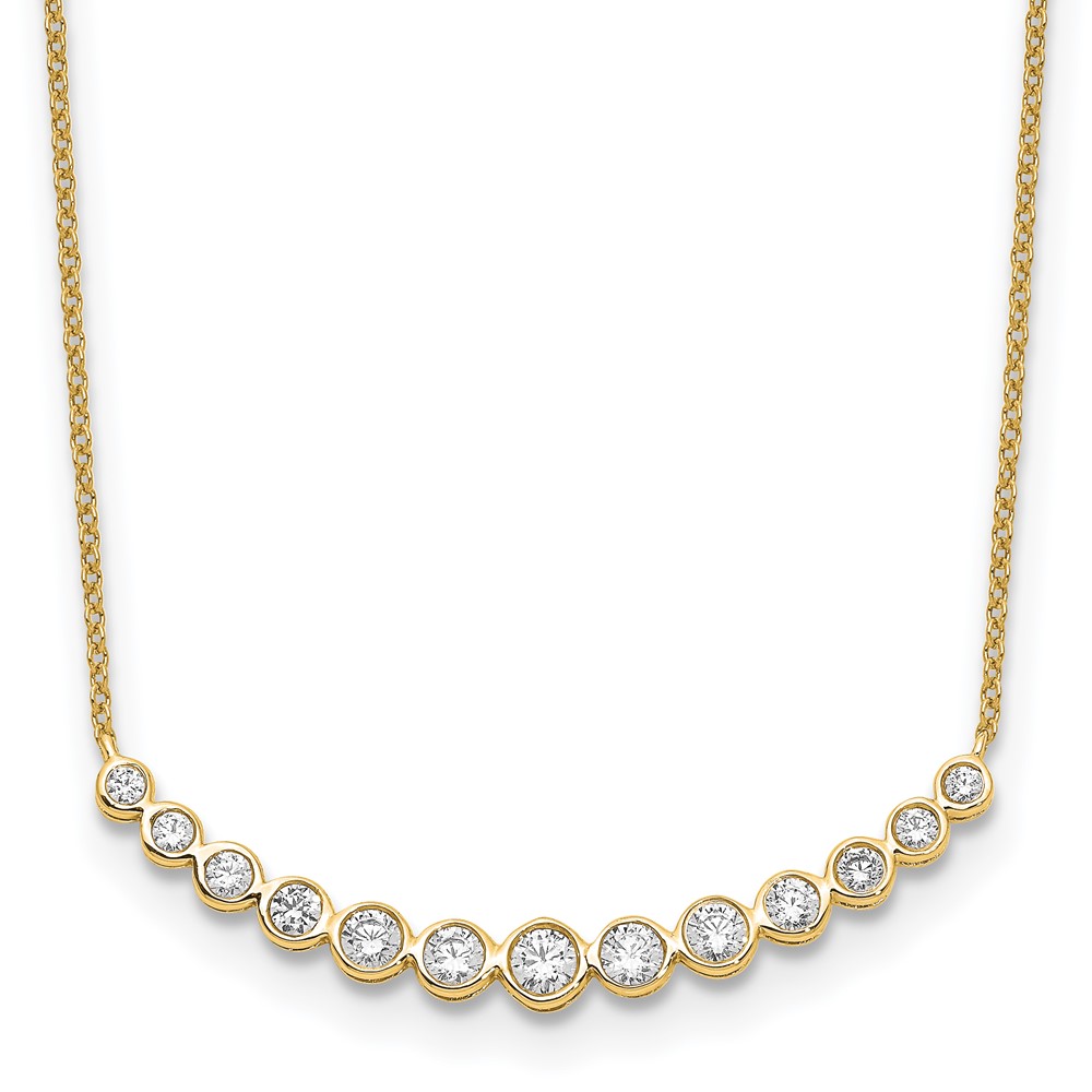True Origin 14K Yellow Gold 0.75 Carat Lab Grown Diamond VS+ F+ Complete Graduated Curved Bar Necklace, 18"