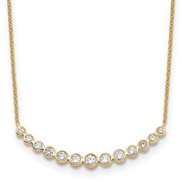 True Origin 14K Yellow Gold 0.75 Carat Lab Grown Diamond VS+ F+ Complete Graduated Curved Bar Necklace, 18" view 1