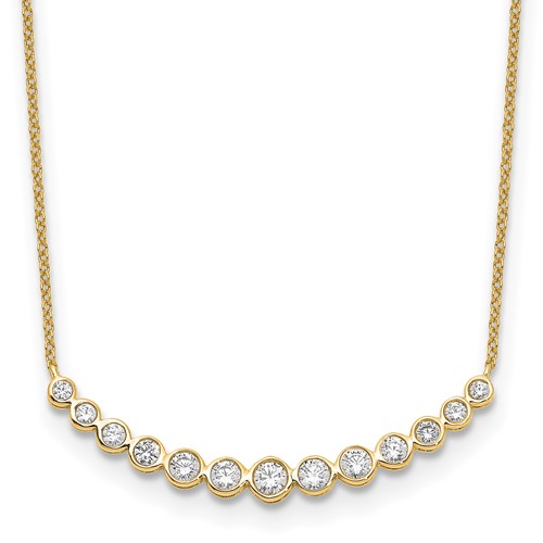 True Origin 14K Yellow Gold 0.75 Carat Lab Grown Diamond VS+ F+ Complete Graduated Curved Bar Necklace, 18"
