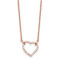 14K Rose Gold 0.20 Carat Lab Grown Diamond VS SI+ G+ Complete Heart Necklace, 18" view 1