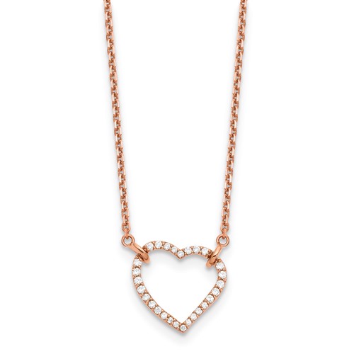 14K Rose Gold 0.20 Carat Lab Grown Diamond VS SI+ G+ Complete Heart Necklace, 18"
