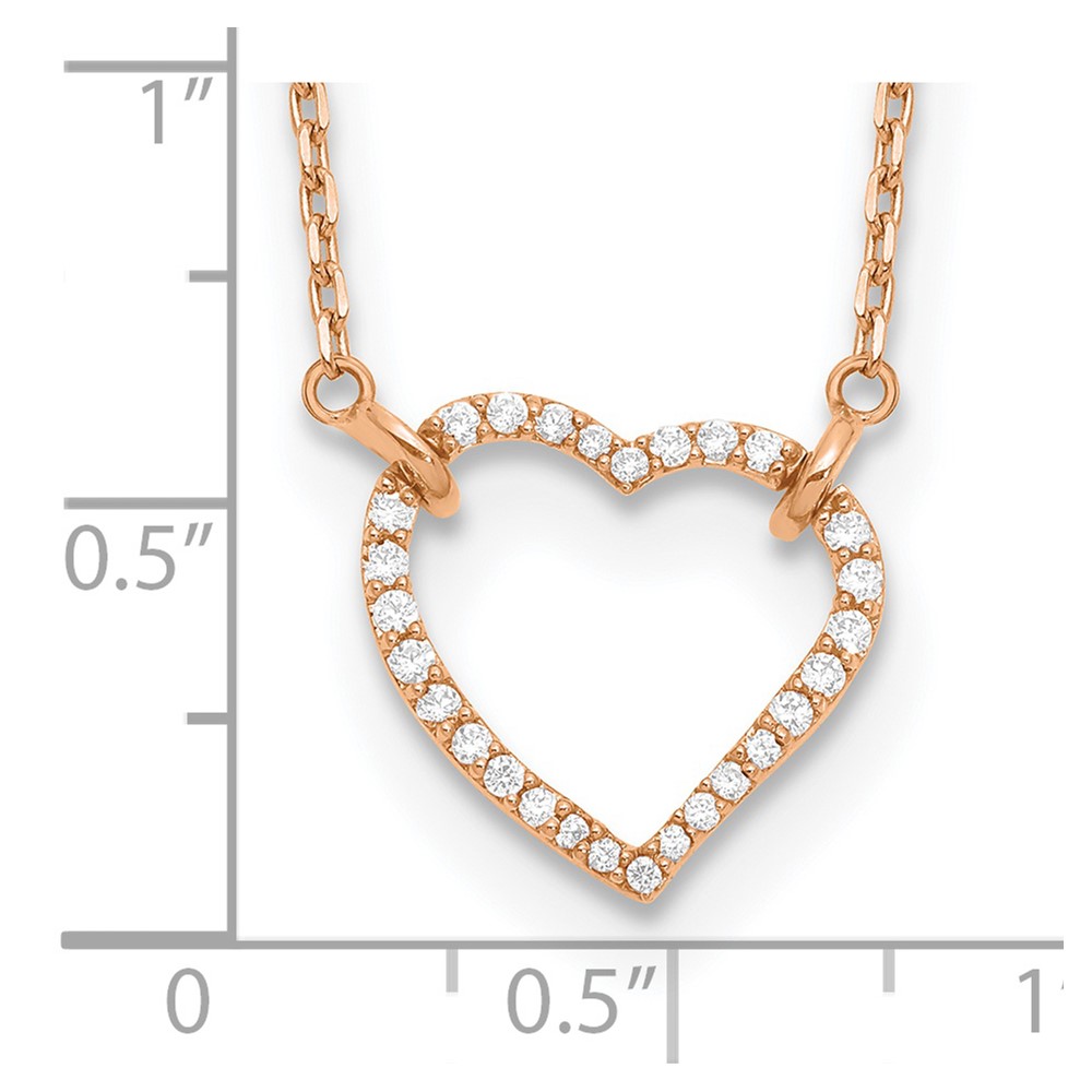 True Origin 14k Rose Gold 1/5 carat Lab Grown Diamond VS DEF 18 inch Hearts Pendant Necklace (PM1006-020-RLD-18)