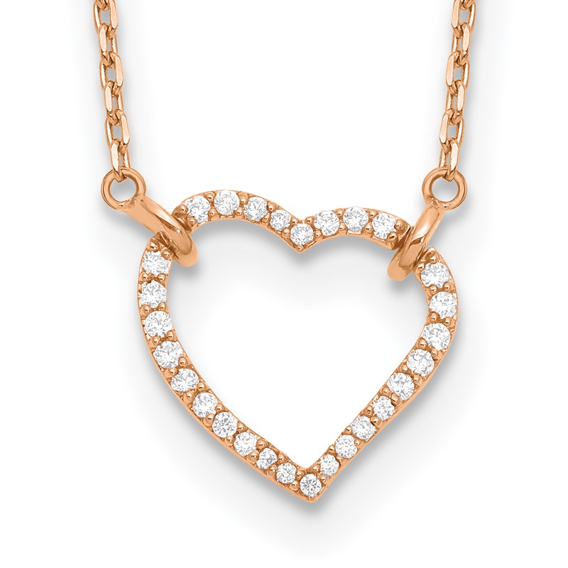 True Origin 14k Rose Gold 1/5 carat Lab Grown Diamond VS DEF 18 inch Hearts Pendant Necklace