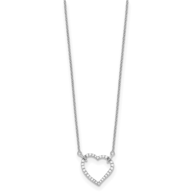 True Origin 14k White Gold 1/5 carat Lab Grown Diamond VS DEF 18 inch Hearts Pendant Necklace