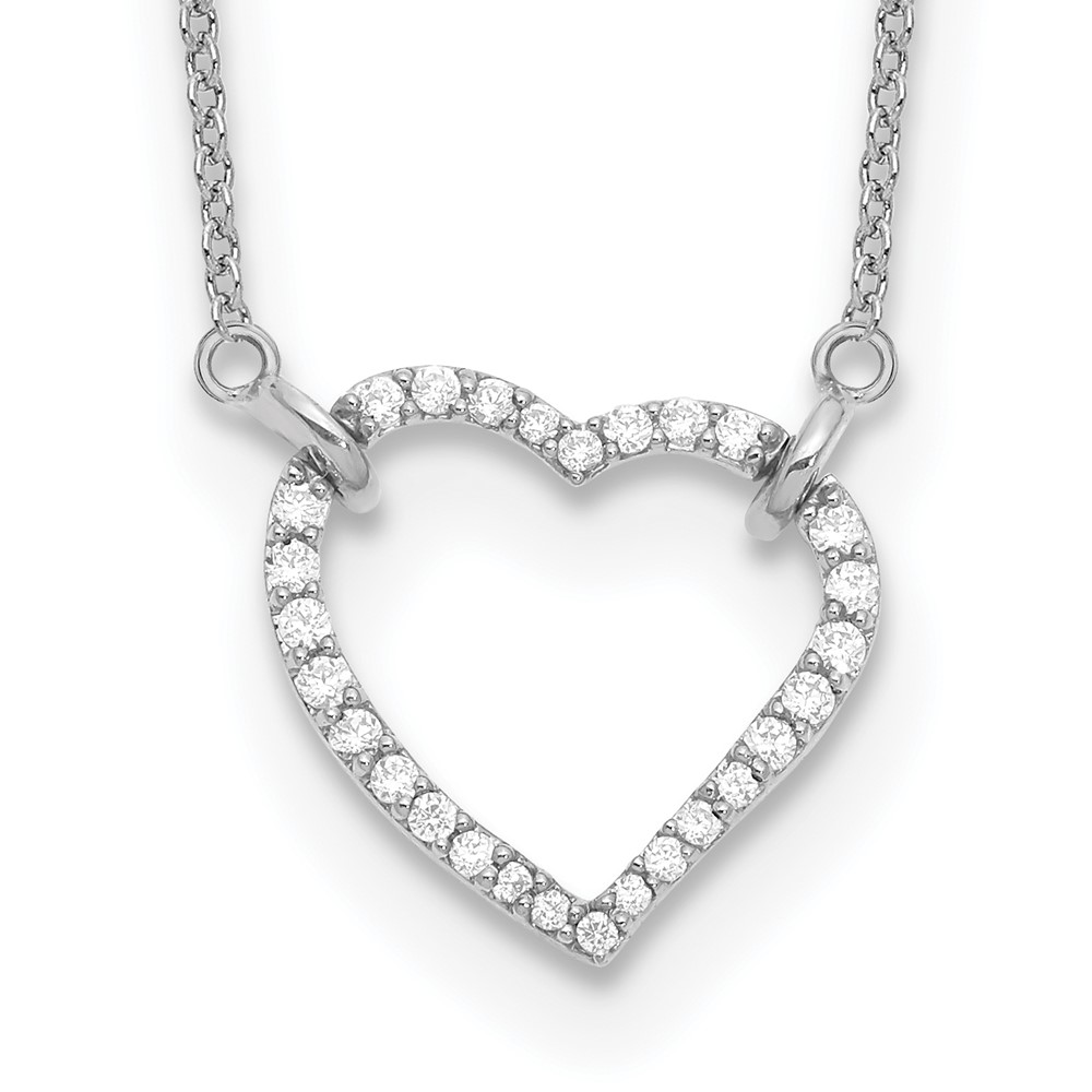 14K White Gold 0.20 Carat Lab Grown Diamond VS SI+ G+ Complete Heart Necklace, 18"