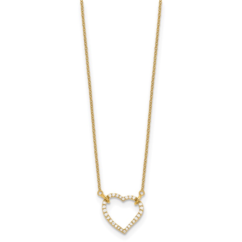 14k 1/5 carat Lab Grown Diamond VS/SI+ G+ Complete 18 inch Heart Necklace