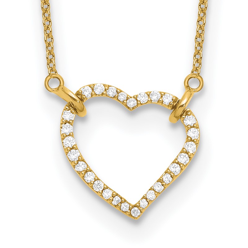 14k 1/5 carat Lab Grown Diamond VS/SI+ G+ Complete 18 inch Heart Necklace