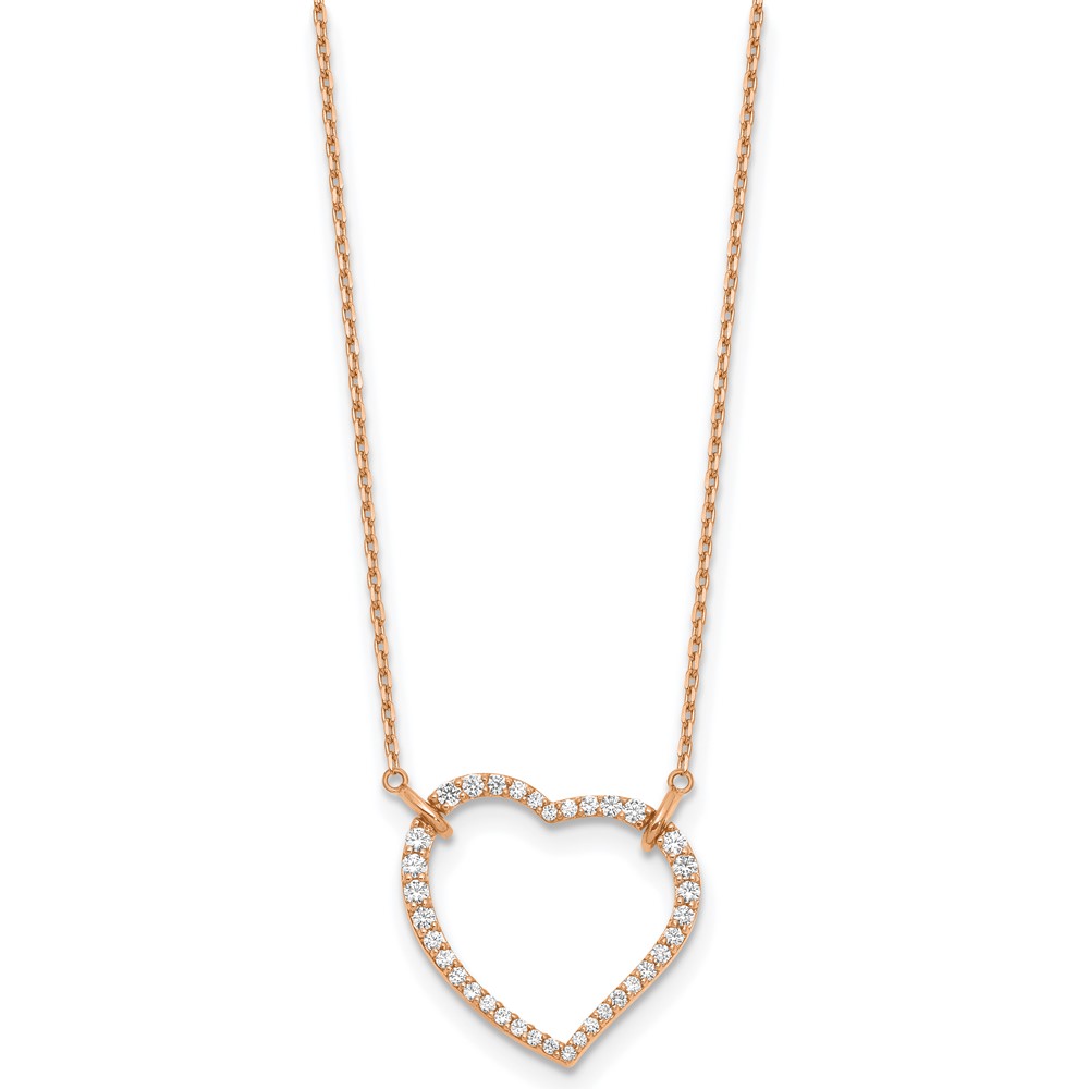 True Origin 14k Rose Gold 3/4 carat Lab Grown Diamond VS DEF 18 inch Open Heart Pendant Necklace (PM1006-070-RLD-18)