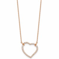 True Origin 14K Rose Gold 0.75 Carat Lab Grown Diamond VS+ F+ Complete Open Heart Necklace, 18" view 2
