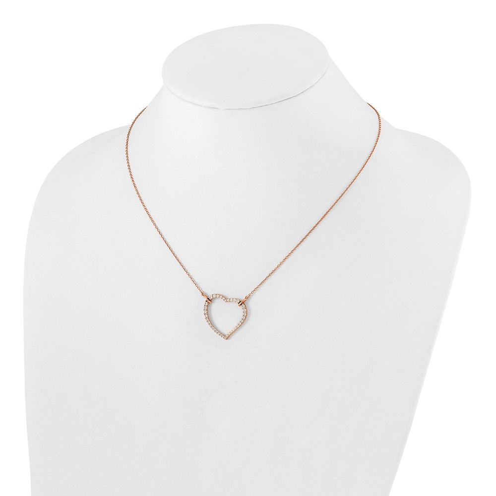 True Origin 14k Rose Gold 3/4 carat Lab Grown Diamond VS DEF 18 inch Open Heart Pendant Necklace (PM1006-070-RLD-18)