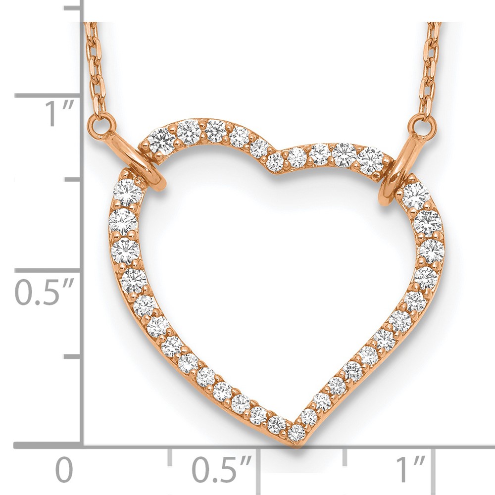 True Origin 14k Rose Gold 3/4 carat Lab Grown Diamond VS DEF 18 inch Open Heart Pendant Necklace (PM1006-070-RLD-18)