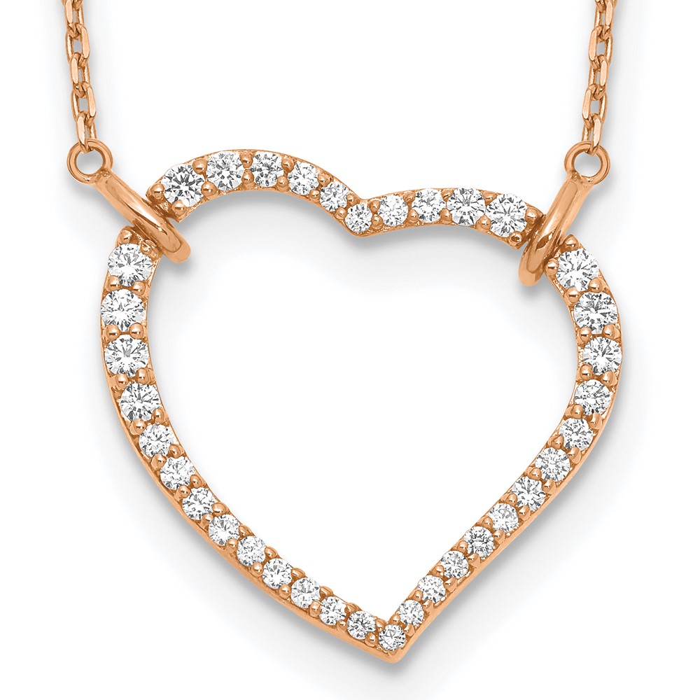 True Origin 14k Rose Gold 3/4 carat Lab Grown Diamond VS DEF 18 inch Open Heart Pendant Necklace (PM1006-070-RLD-18)