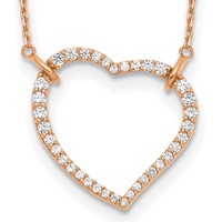 True Origin 14K Rose Gold 0.75 Carat Lab Grown Diamond VS+ F+ Complete Open Heart Necklace, 18" view 1