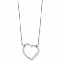 True Origin 14K White Gold 0.75 Carat Lab Grown Diamond VS+ F+ Complete Open Heart Necklace, 18" view 2