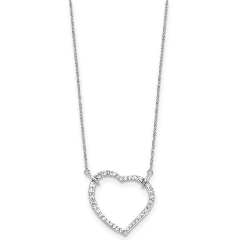 True Origin 14k White Gold 3/4 carat Lab Grown Diamond VS DEF 18 inch Open Heart Pendant Necklace