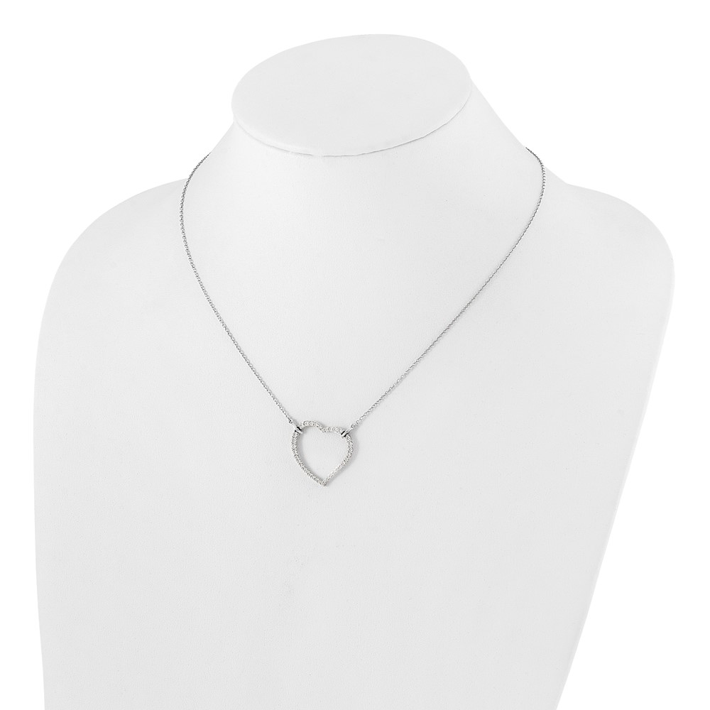 True Origin 14k White Gold 3/4 carat Lab Grown Diamond VS DEF 18 inch Open Heart Pendant Necklace (PM1006-070-WLD-18)