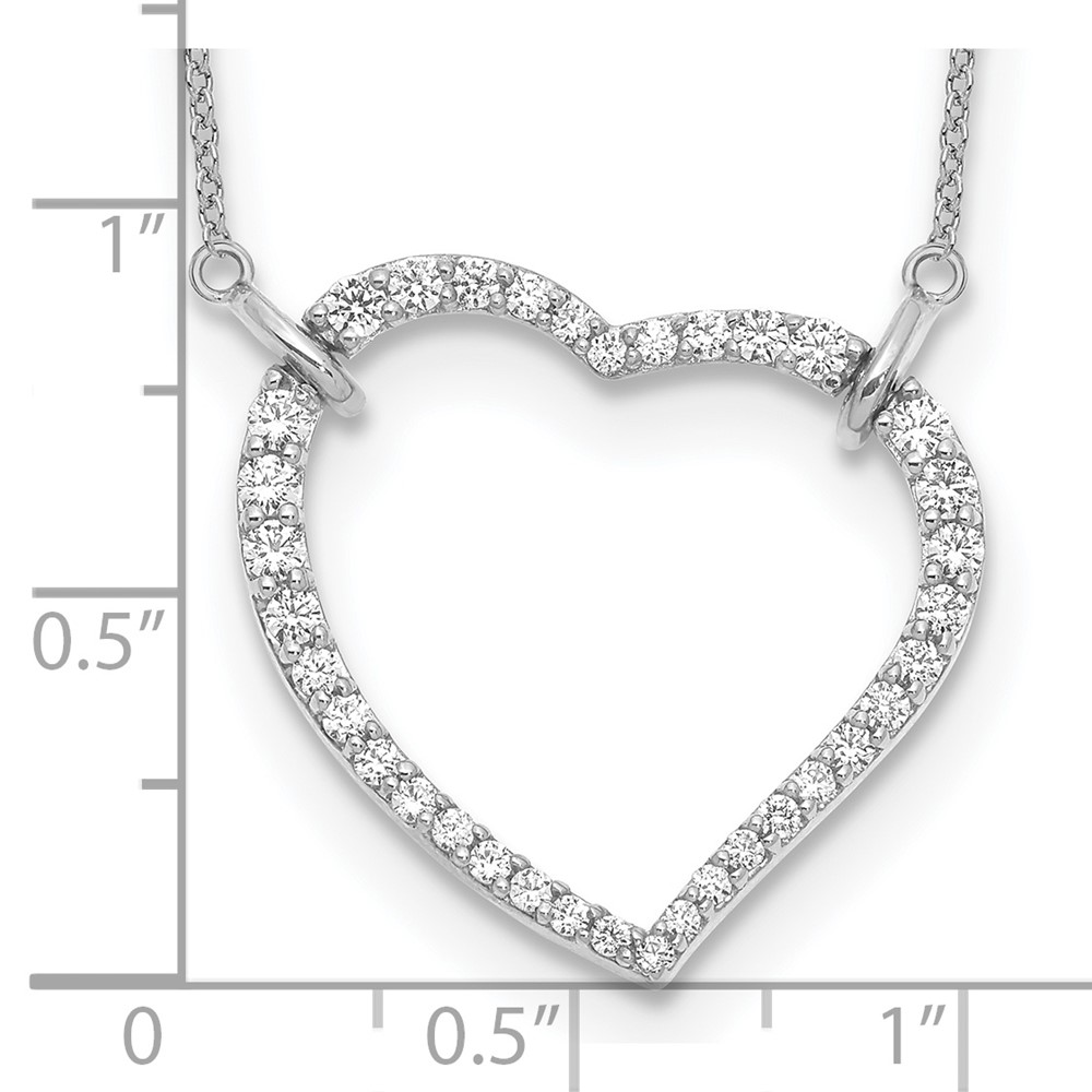 True Origin 14k White Gold 3/4 carat Lab Grown Diamond VS DEF 18 inch Open Heart Pendant Necklace (PM1006-070-WLD-18)