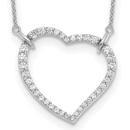 True Origin 14K White Gold 0.75 Carat Lab Grown Diamond VS+ F+ Complete Open Heart Necklace, 18"