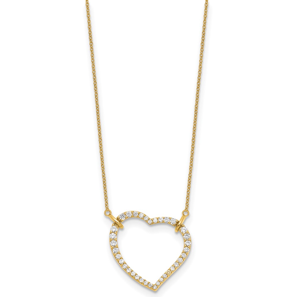 True Origin 14k 3/4 carat Lab Grown Diamond VS DEF 18 inch Open Heart Pendant Necklace (PM1006-070-YLD-18)