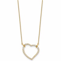 True Origin 14K Yellow Gold 0.75 Carat Lab Grown Diamond VS+ F+ Complete Open Heart Necklace, 18" view 2
