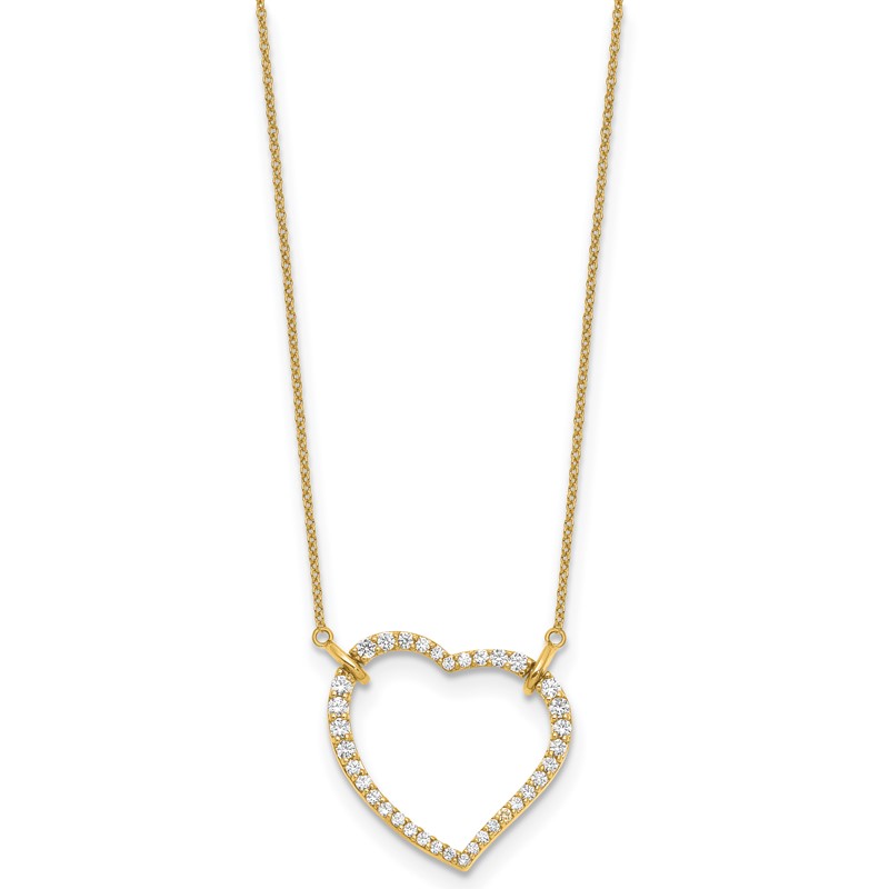 True Origin 14k 3/4 carat Lab Grown Diamond VS DEF 18 inch Open Heart Pendant Necklace