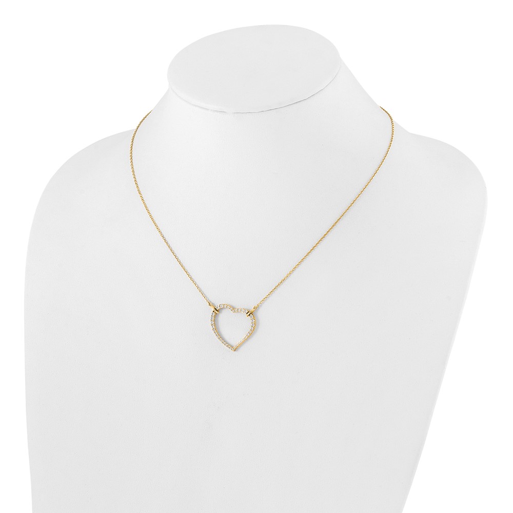 True Origin 14k 3/4 carat Lab Grown Diamond VS DEF 18 inch Open Heart Pendant Necklace (PM1006-070-YLD-18)
