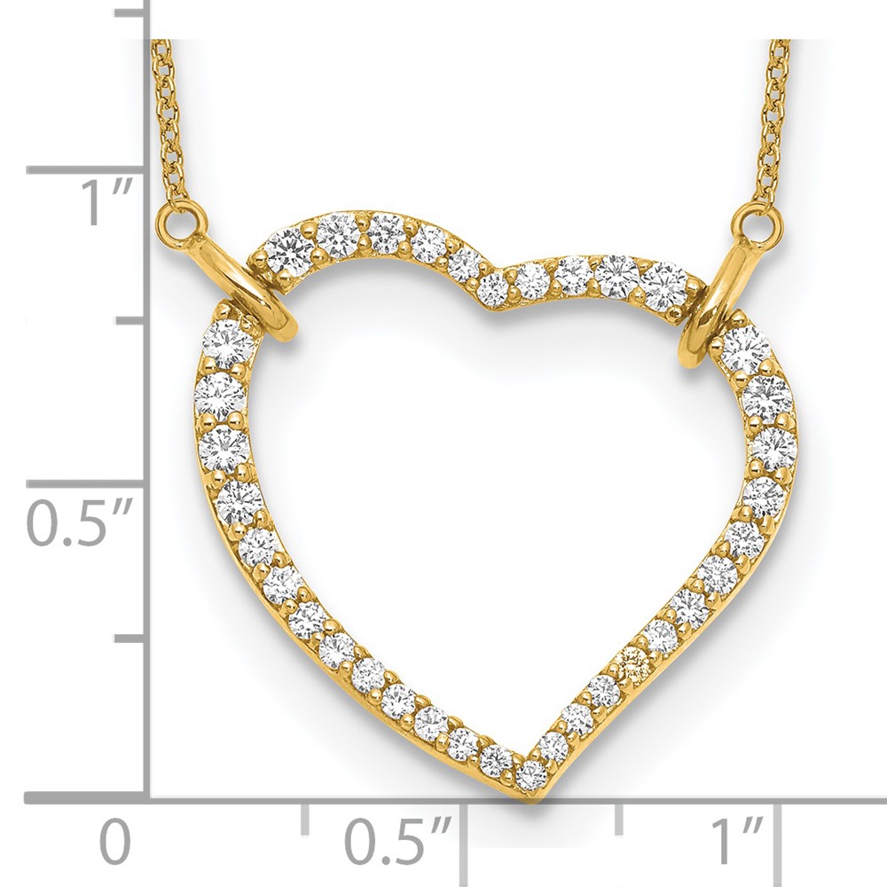 True Origin 14k 3/4 carat Lab Grown Diamond VS DEF 18 inch Open Heart Pendant Necklace (PM1006-070-YLD-18)