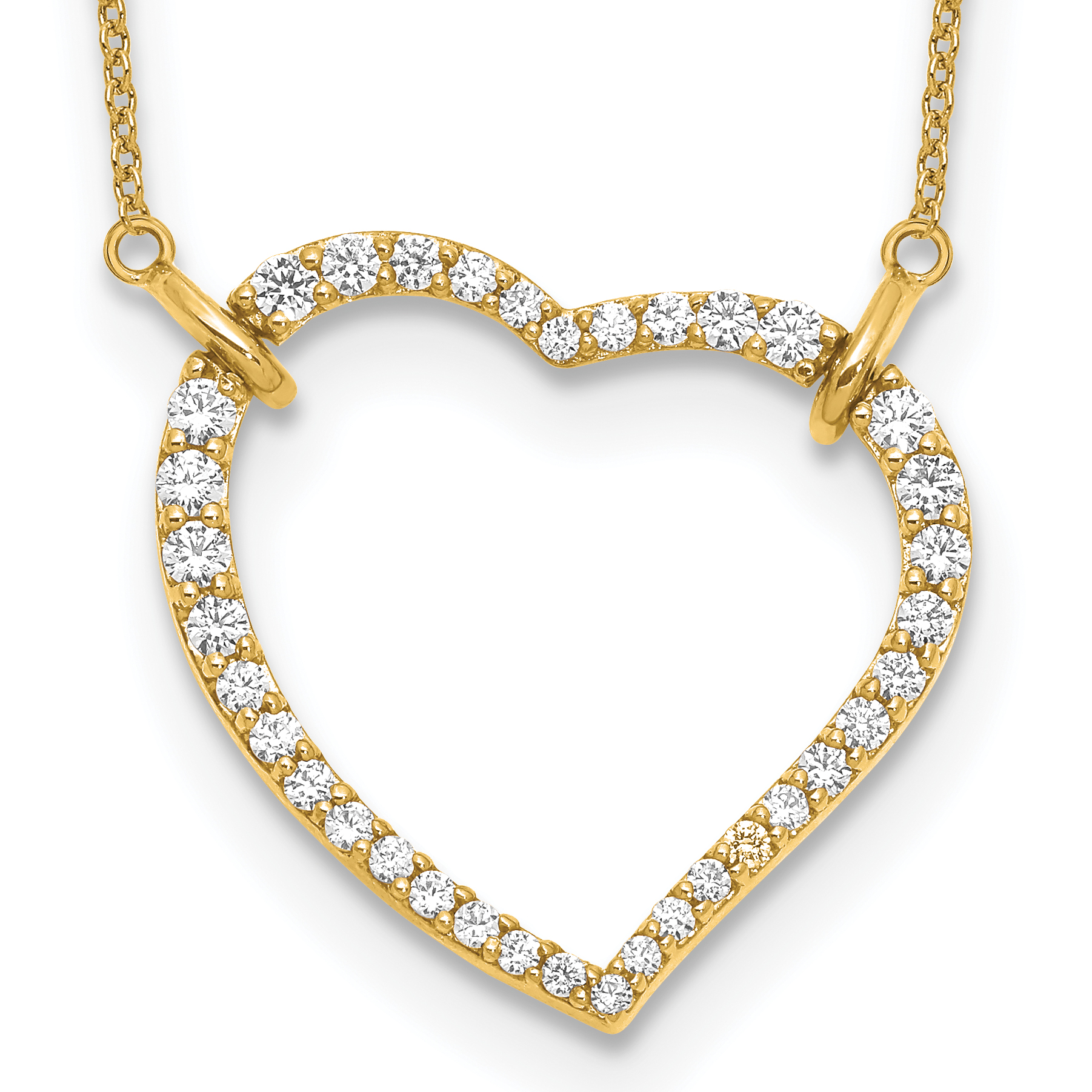 True Origin 14k 3/4 carat Lab Grown Diamond VS DEF 18 inch Open Heart Pendant Necklace (PM1006-070-YLD-18)