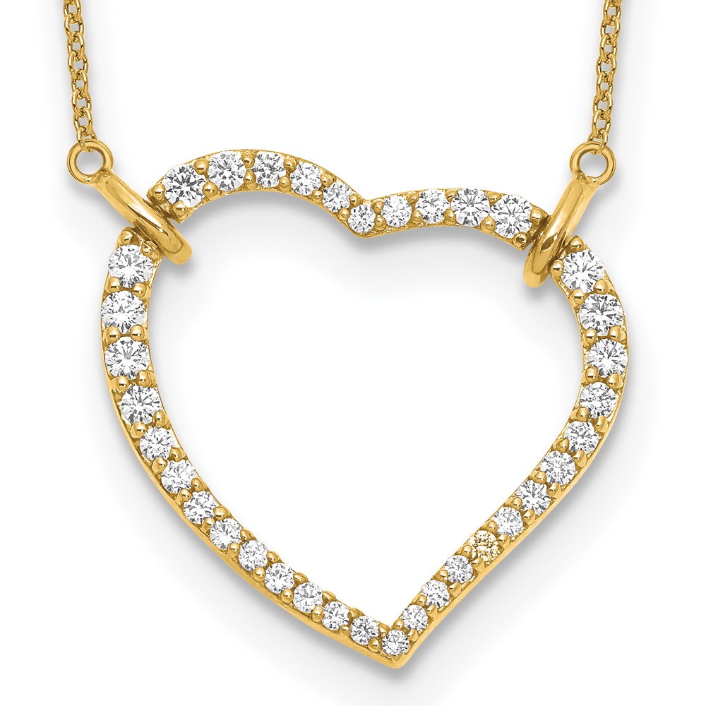 True Origin 14K Yellow Gold 0.75 Carat Lab Grown Diamond VS+ F+ Complete Open Heart Necklace, 18"