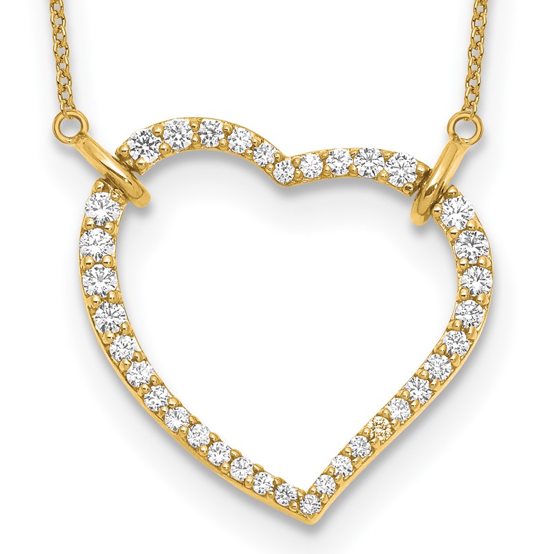 True Origin 14k 3/4 carat Lab Grown Diamond VS DEF 18 inch Open Heart Pendant Necklace