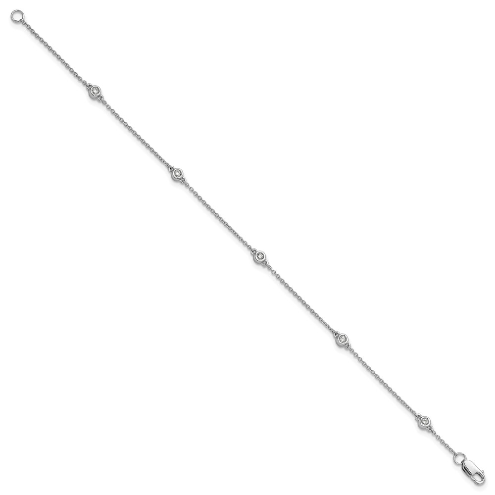14k White Gold Complete 1/8 carat Bezel-set Diamond and Cable Chain 5-Station 7 inch Bracelet (PM1007-013-WA-7)