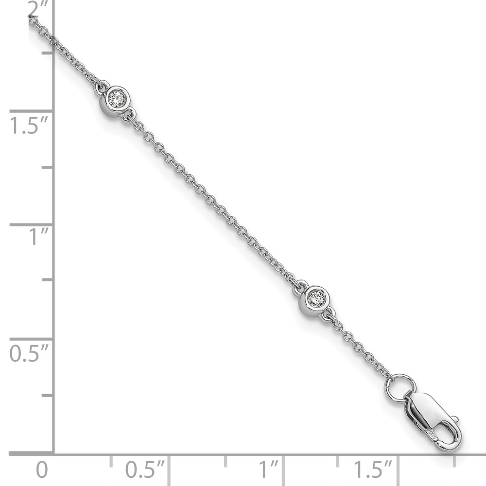 14k White Gold Complete 1/8 carat Bezel-set Diamond and Cable Chain 5-Station 7 inch Bracelet (PM1007-013-WA-7)