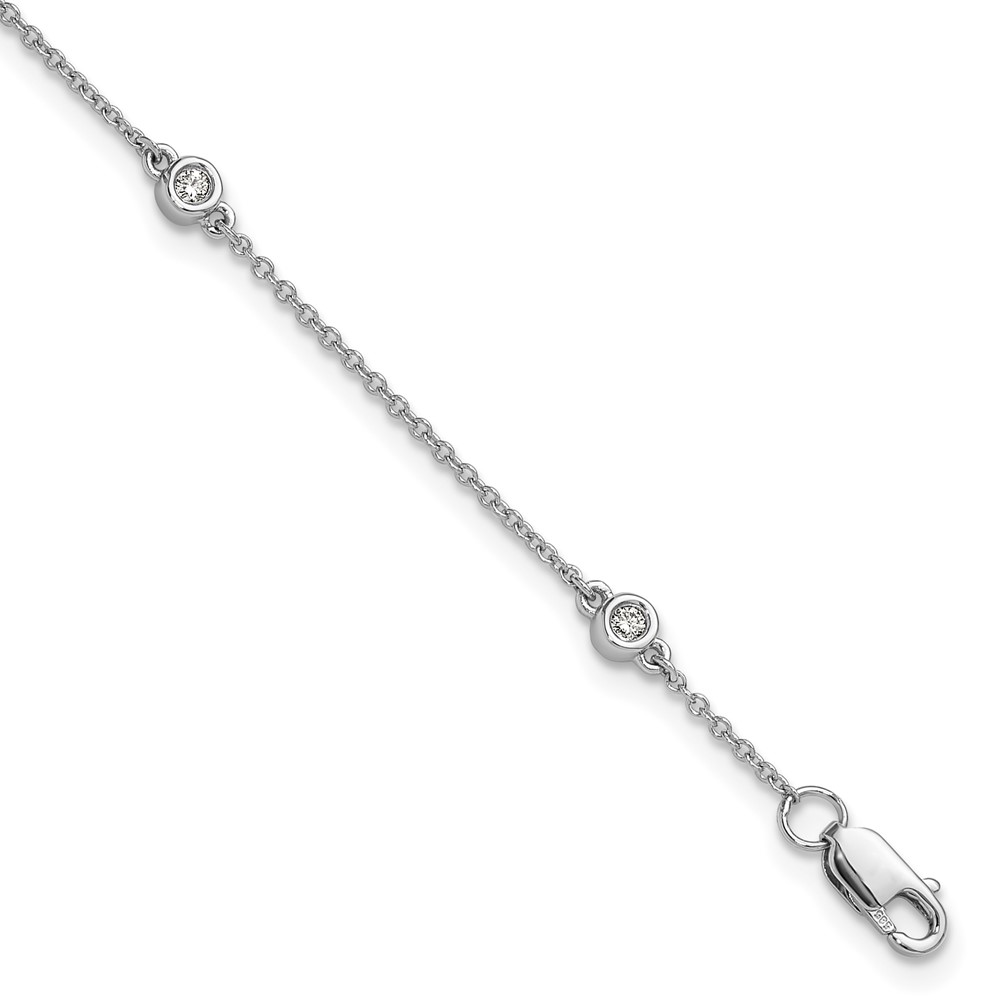 14k White Gold Complete 1/8 carat Bezel-set Diamond and Cable Chain 5-Station 7 inch Bracelet (PM1007-013-WA-7)