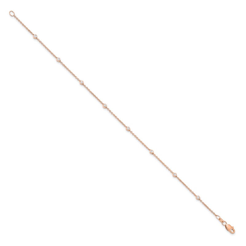 True Origin 14k Rose Gold 1/6 carat Lab Grown Diamond VS+ F+ Seven Station 7 inch Bracelet
