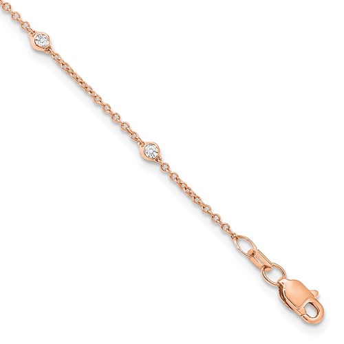 True Origin 14K Rose Gold 0.17 Carat Lab Grown Diamond VS+ F+ Complete 7 Station Bracelet, 7"