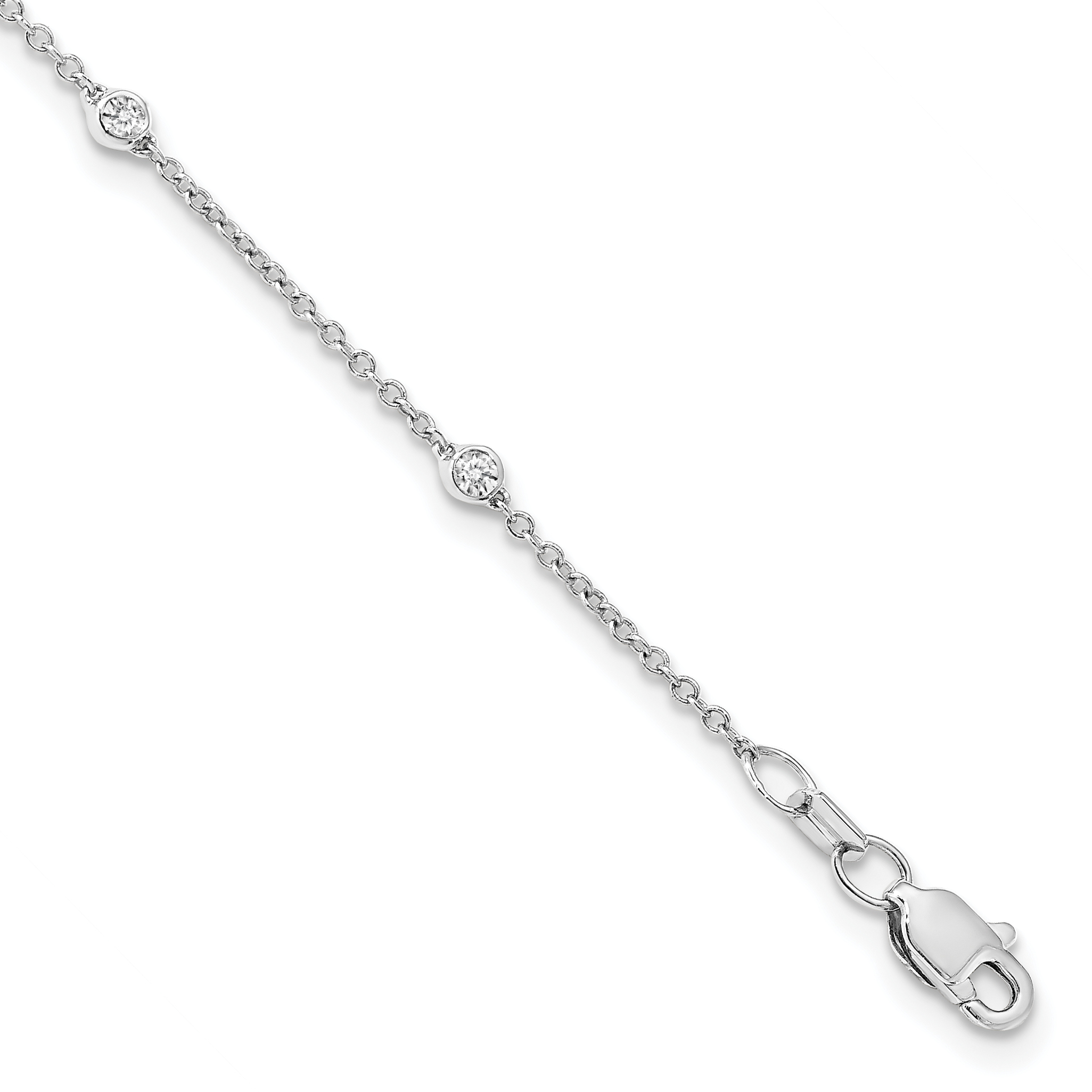 True Origin 14k White Gold 1/6 carat Lab Grown Diamond VS+ F+ Seven Station 7 inch Bracelet (PM1007-015-WLD-7)