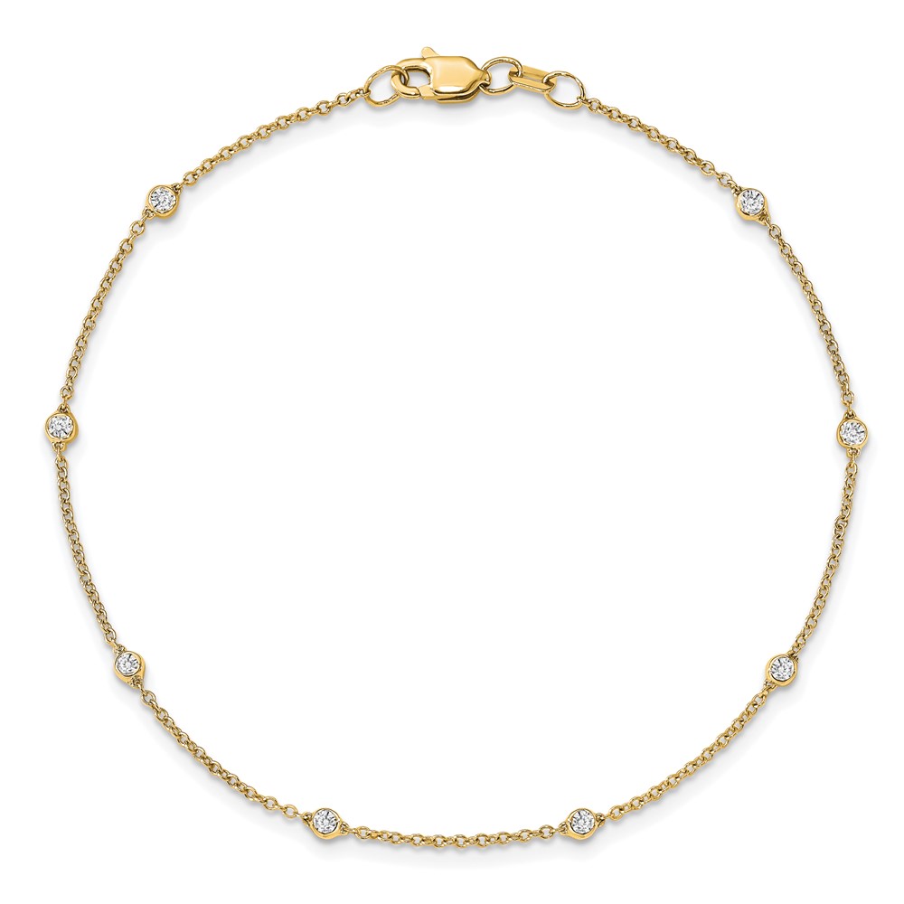 True Origin 14k 1/6 carat Lab Grown Diamond VS+ F+ Seven Station 7 inch Bracelet (PM1007-015-YLD-7)