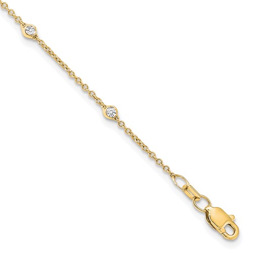 True Origin 14K Yellow Gold 0.166667 Carat Lab Grown Diamond VS+ F+ Complete 7 Station Bracelet - 7in