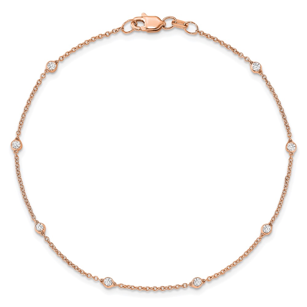 True Origin 14k Rose Gold 1/6 carat Lab Grown Diamond VS+ F+ Eight Station 8 inch Bracelet (PM1007-018-RLD-8)