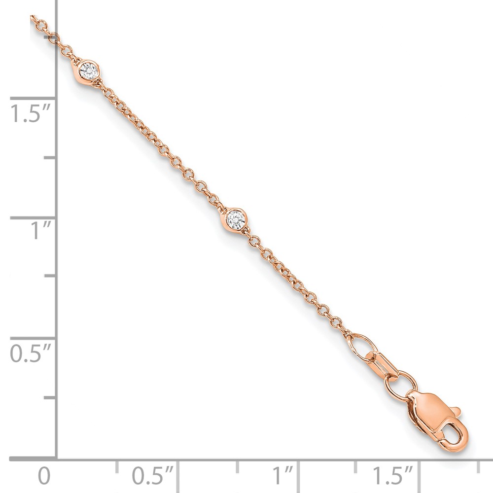 True Origin 14k Rose Gold 1/6 carat Lab Grown Diamond VS+ F+ Eight Station 8 inch Bracelet (PM1007-018-RLD-8)