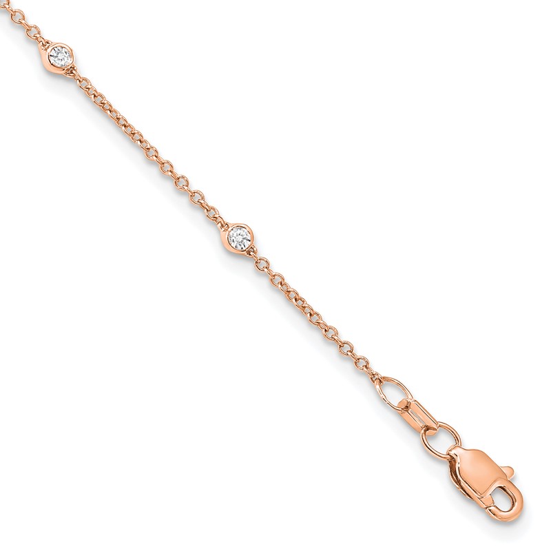 True Origin 14k Rose Gold 1/5 carat Lab Grown Diamond VS+ F+ Nine Station 9 inch Bracelet