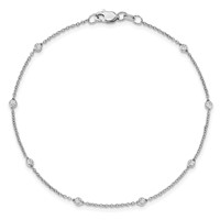 True Origin 14K White Gold 0.20 Carat Lab Grown Diamond VS+ F+ Complete 9 Station Bracelet, 9" view 4