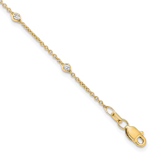 True Origin 14K Yellow Gold 0.20 Carat Lab Grown Diamond VS+ F+ Complete 9 Station Bracelet, 9"