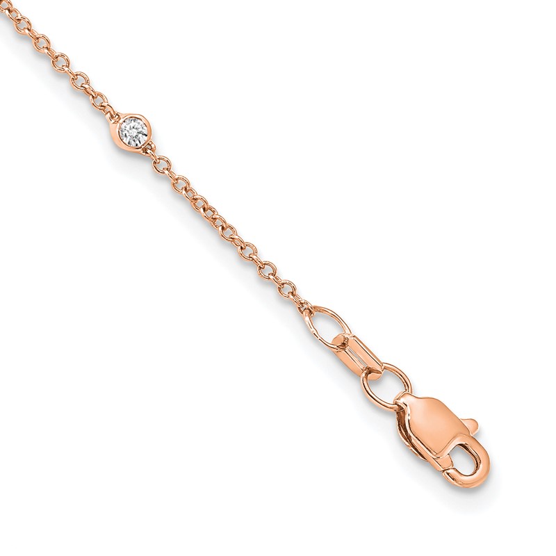 True Origin 14k Rose Gold 3/8 carat Lab Grown Diamond VS+ F+ Sixteen Station 16 inch Necklace